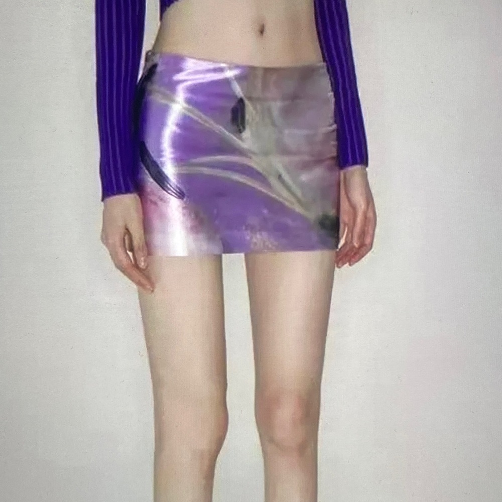 Iridescent Purple Metallic Mini Skirt